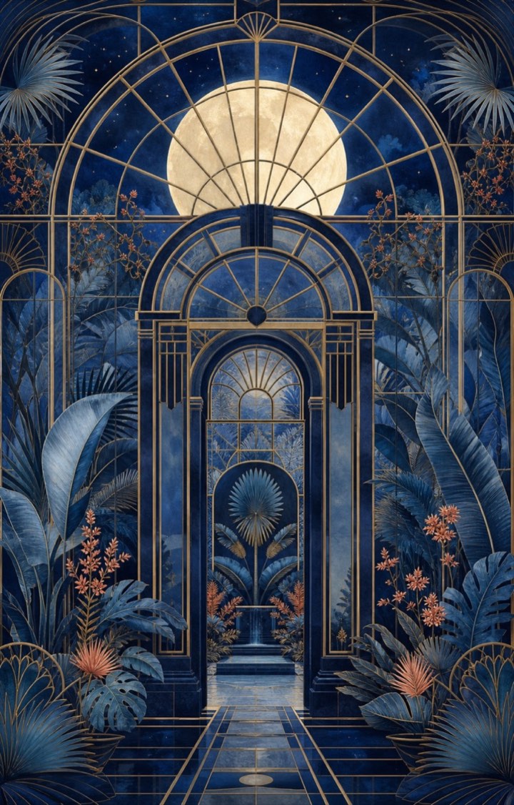 Glasshouse Moon Art Deco conservatory wall art