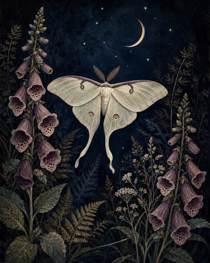 Midnight Garden I dark botanical wall art
